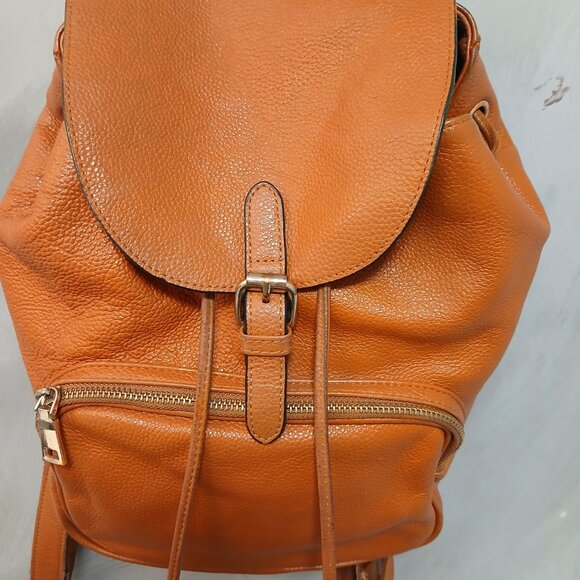 Orange Leather Backpack - Picture 10 of 11